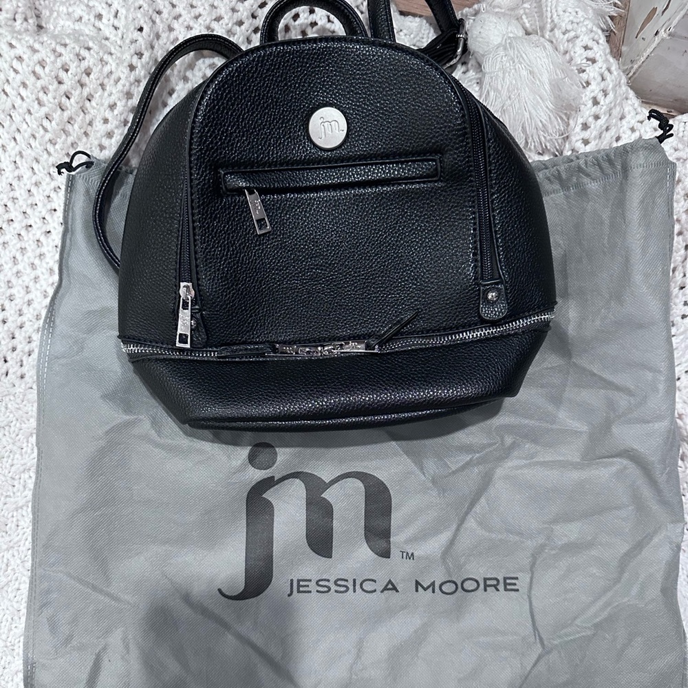 JESSICA MOORE SMALL Black Leather Backpack